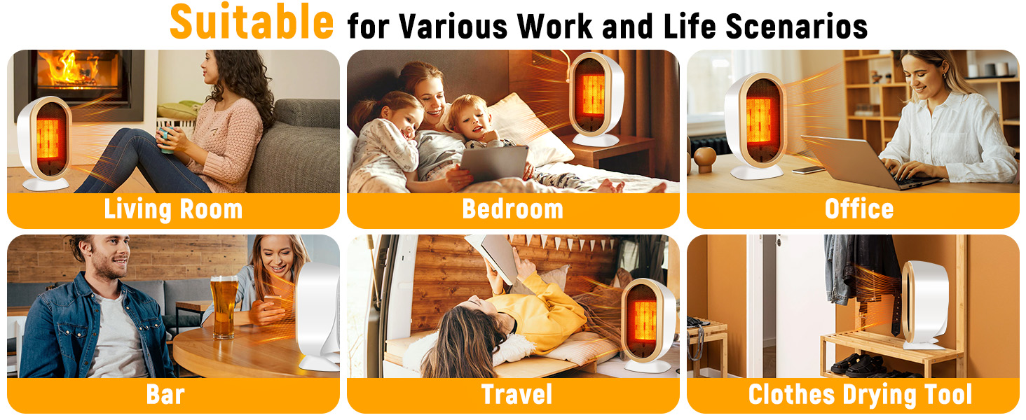 Електричний обігрівач Feebee: енергозберігаючий, тихий, 800/1200W, портативний, з контролем температури та захистом від перегріву та перекидання. Ідеально для спальні, дому, офісу (білий)