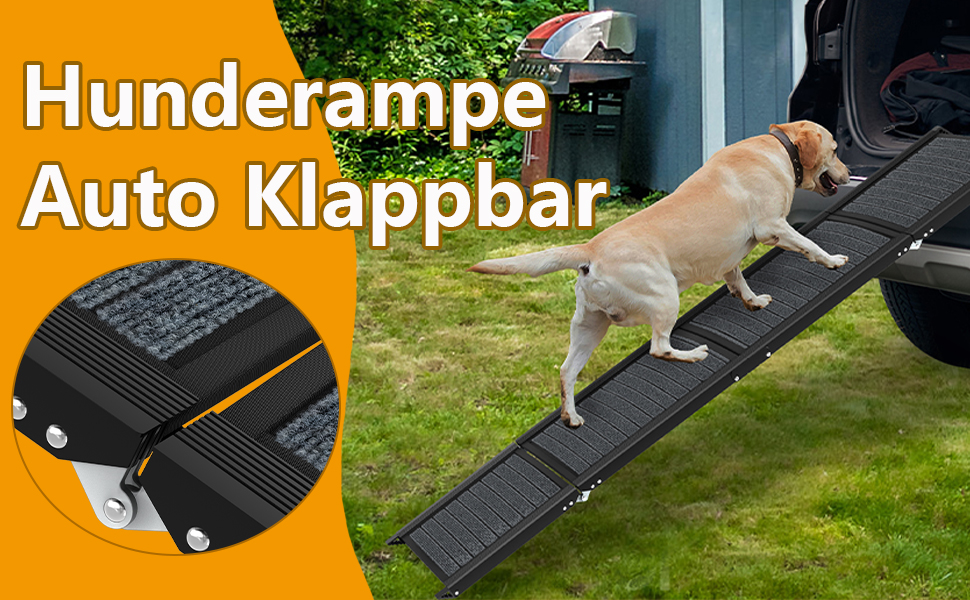 Рампа для собак у автомобіль Aufun 157x44 см, складна, з антиковзким покриттям, для великих та середніх собак до 110 кг