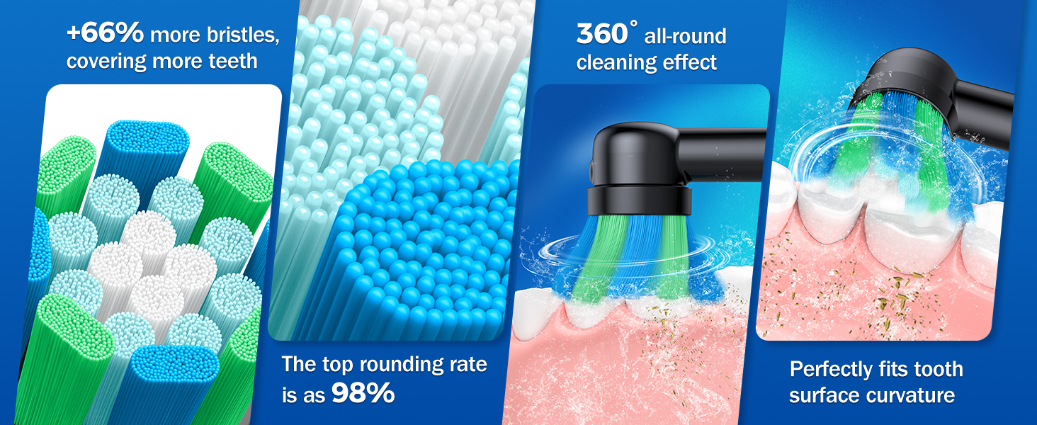 Електрична зубна щітка Rotierende для дорослих з 8 насадками, 4 режимами чищення, акумулятором на 60 днів та Smart-таймером на 2 хвилини - професійна електрична зубна щітка (чорна)