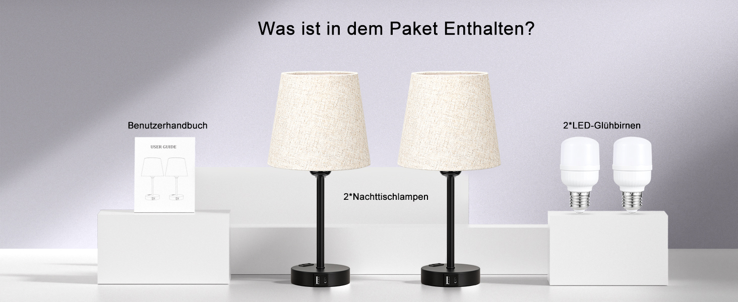 Настільна лампа Kakanuo з торшером, 2 шт., з USB-портом, диммуванням, LED, для спальні, вітальні, дитячої кімнати, офісу, бежевий лінолеум