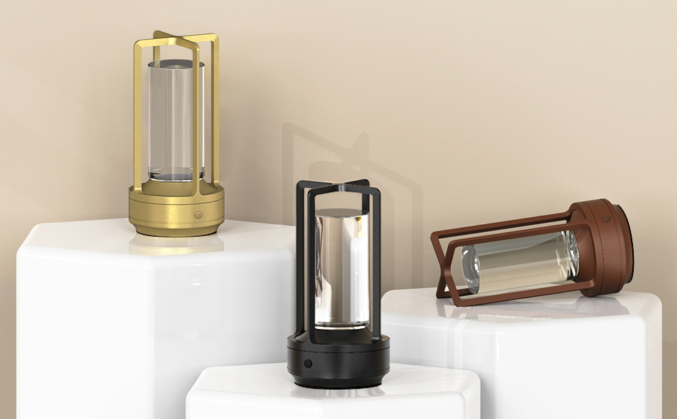 LED настільна лампа Hapfish бездротова, акумуляторна, 3000mAh, USB, з кришталем, водонепроникна, з ручкою, регульована яскравість, для ресторану, вулиці, спальні, вітальні (чорна)