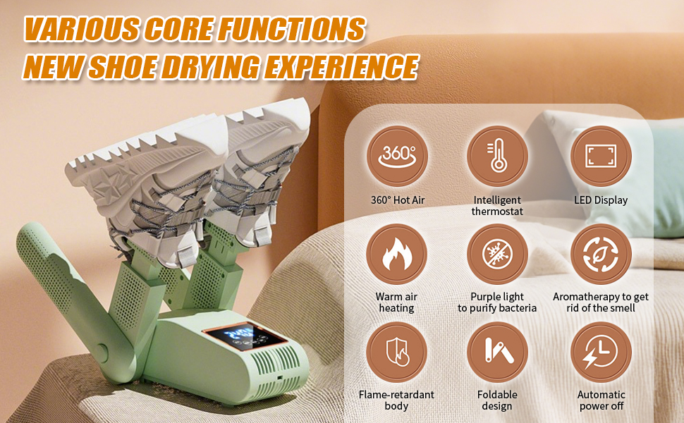 Електричний сушильник для взуття та рукавичок - швидке сушіння, підходить для взуття, рукавичок, шапок та лижних черевиків, білий