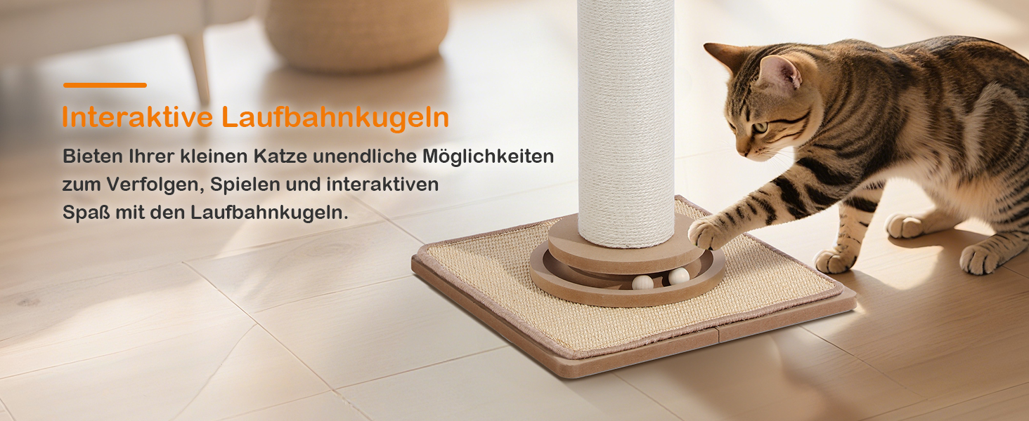 Дряпка для котів Trhillsbrad 81 см з м'ячиком та іграшками, з сизалю, для котів та дорослих котів