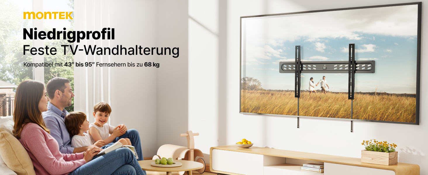 Настінний кронштейн для телевізора monTEK Ultra Slim (43–95 дюймів), фіксований, до 68 кг, VESA 800x400 мм
