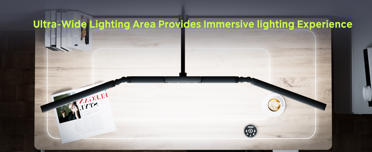 Настільна лампа для робочого столу з 3 джерелами світла, 24W, 100см, денне світло, з пультом дистанційного керування, регульована яскравість, лампа для монітора, модель «Лебідь», матовий чорний колір