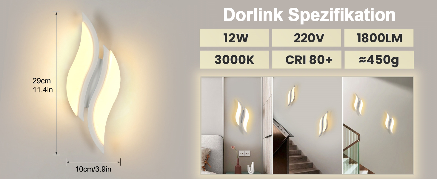 LED настінний світильник Dorlink, сучасна лампа для спальні, вітальні, коридору, сходинок, тепле біле світло 3000K, стиль Арт Деко, листя