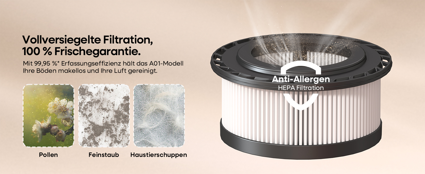 Бездротовий пилосос AlloyMove A01: потужний, з великим контейнером 1.5л та фільтрацією 99.9%, для волосся, килимів та твердих поверхонь (срібний)