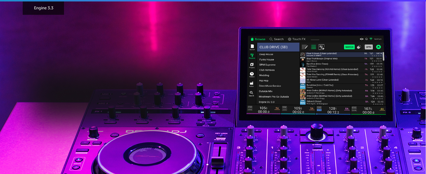 Denon DJ PRIME 4+ - DJ контролер з розділенням STEM, Wi-Fi, сенсорний екран 10.1