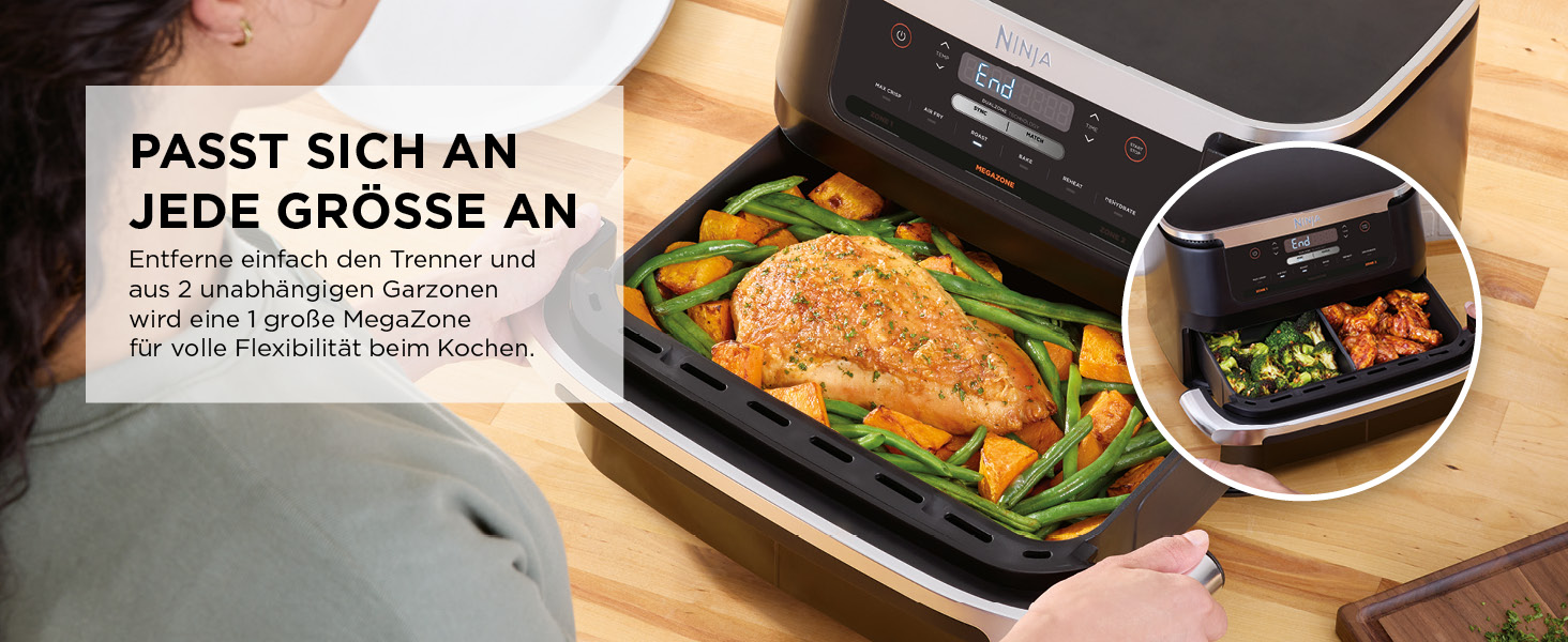 Фритюрниця Ninja FlexDrawer Air Fryer 6.6л, чорна, 6-в-1, без олії, Dual Zone, AF550EU