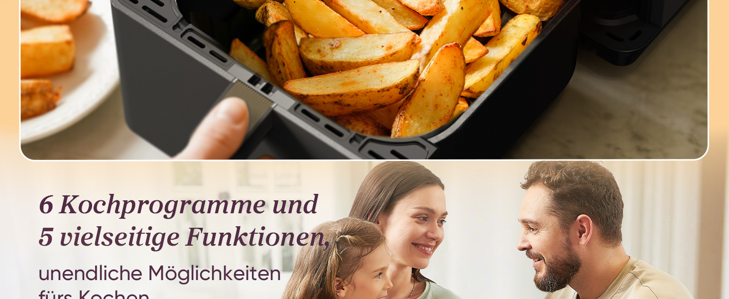 Фритюрниця Cosori Turboblaze Airfryer 9-в-1 з об'ємом 6л, сірий колір, з тихим DC мотором та 87 рецептами