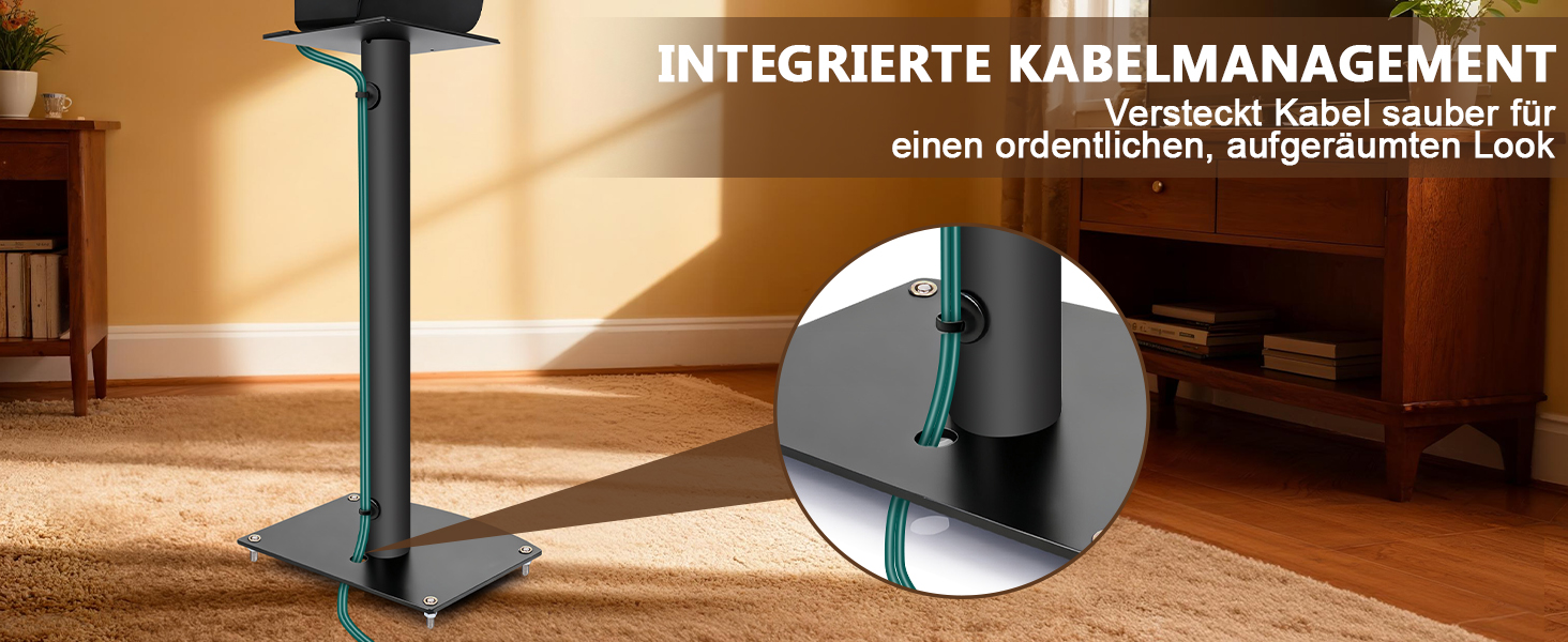 Підставка для акустики 65-85 см, регульована по висоті, дерев'яні підставки для сателітної акустики 4-10 дюймів, 20 кг вантажопідйомність, набір 2 шт. (Чорний - Метал)