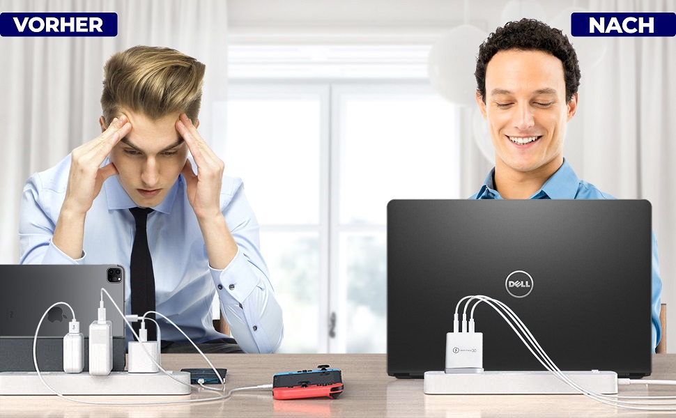 Мережевий адаптер USB 33W з 4 портами, швидка зарядка QC 3.0, для iPhone 16/15/14/13/12/11, Samsung, iPad та інші пристрої