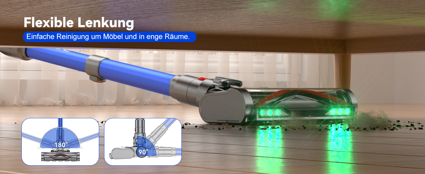 Бездротовий акумуляторний пилосос H9 58000Pa/650W з LED-екраном та турбощіткою для тварин, килимів та твердих підлог (блакитний)