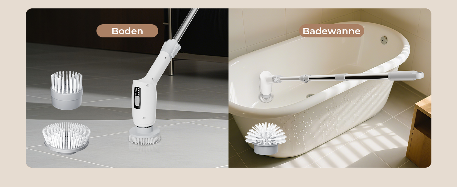 Електрична щітка для прибирання 9 в 1 з набором насадок, 70 хв зарядки, для ванної, плитки, авто, біла