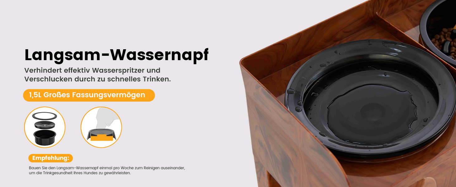 Підвищена годівниця для собак Gardner 2-в-1: миска для води без розливу та миска для повільного годування з регульованою висотою, 5 рівнів, протиковзна, для середніх та великих собак