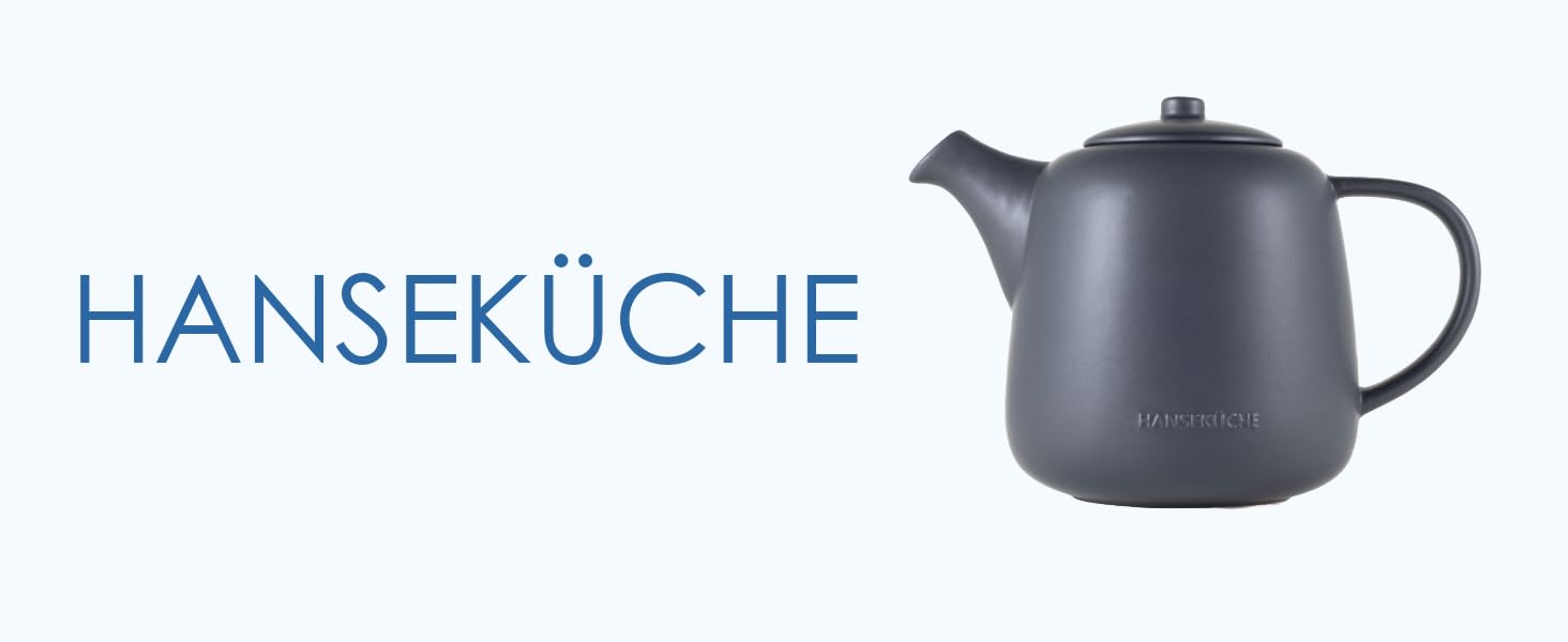 Чайник Hanseküche з нержавіючої сталі 304 з ситечком - 1,3 л, кераміка, чорний, для чаю та чайних пакетиків