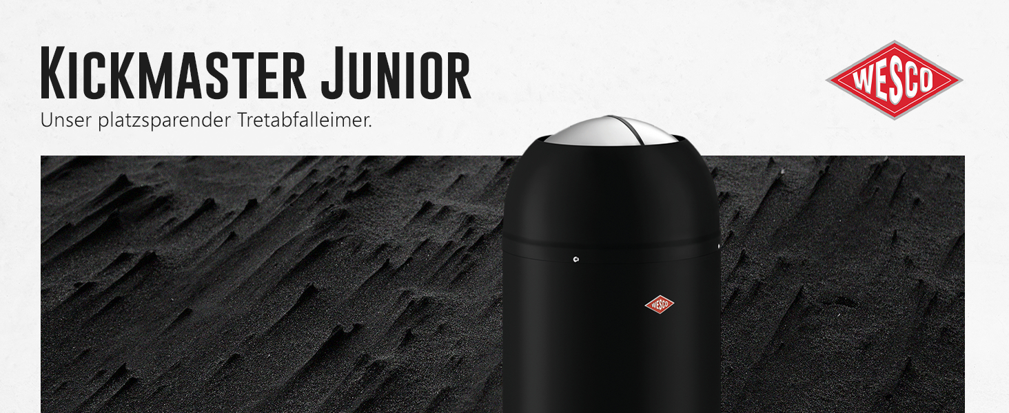 Сміттєвий кошик WESCO Kickmaster Junior з педаллю та демпфером, 12 л, сталь, матовий чорний
