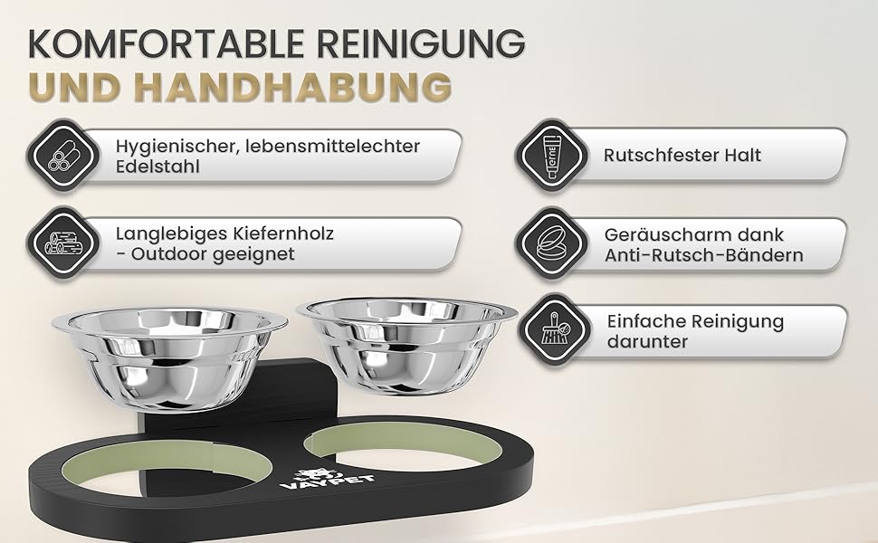 Підвищений годівниця для котів Doppel-Katzennapf: не потребує свердління, зручна, з нержавіючої сталі, чорний