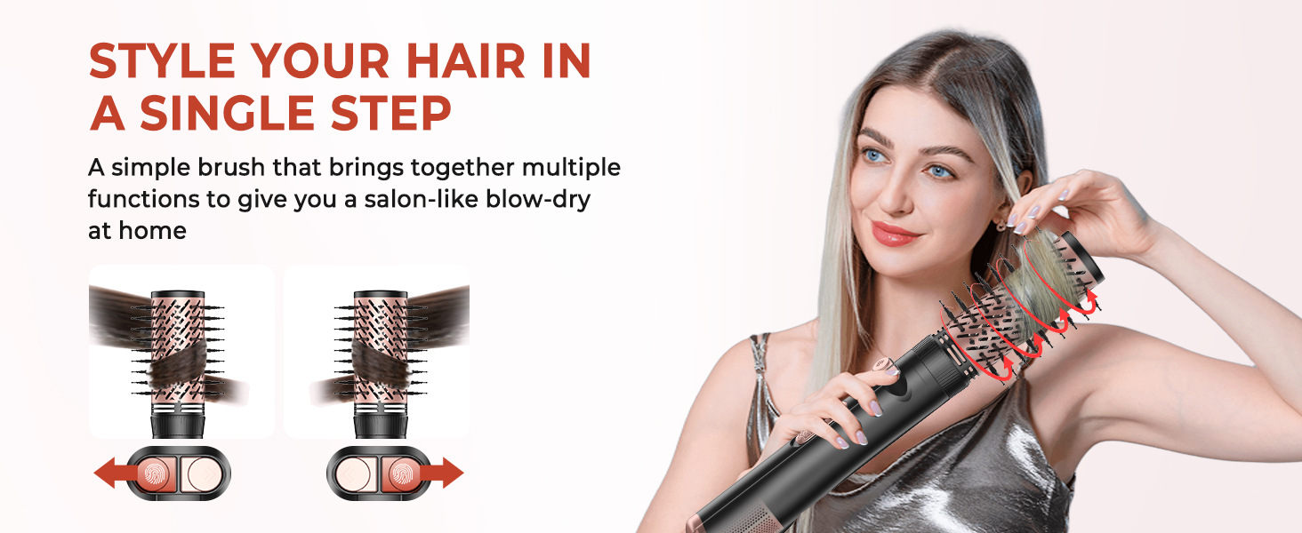 Мультистайлер для волосся 5 в 1: фен-щітка, плойка, об'єм, локони, 1000W, золото