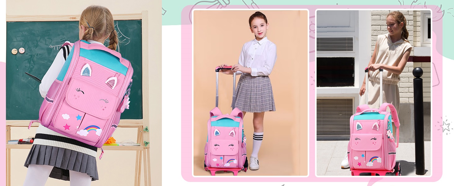 Шкільний рюкзак IvyH для дівчаток-підлітків, 3-в-1 з ланч-боксами та пеналом, чорний