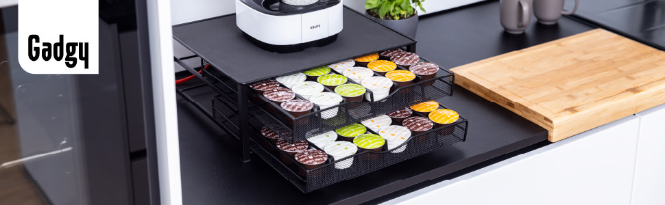 Тримач для капсул Dolce Gusto Gadgy з 2 ящиками – на 72 капсули – міцний металевий тримач з антиковзкими ніжками