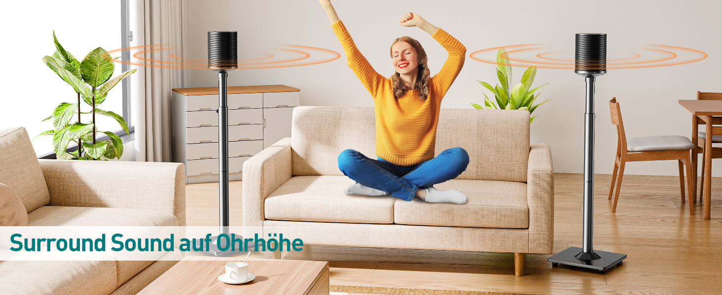 Підставка для колонок ELIVED для Sonos One, One SL, Play: 1, Era 100, регульована висота 88,8-110,3 см, пара, EV5024