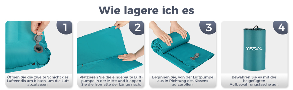 Надувна туристична матрац Yissvic Isomatte для кемпінгу з самонадуваністю та помпою, водонепроникна, блакитна