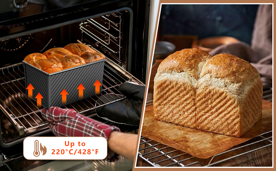 Форма для випічки хліба 2 шт з кришкою, антипригарна, 450г (1lb), для тостів, сендвічів, кексів (Чорна)