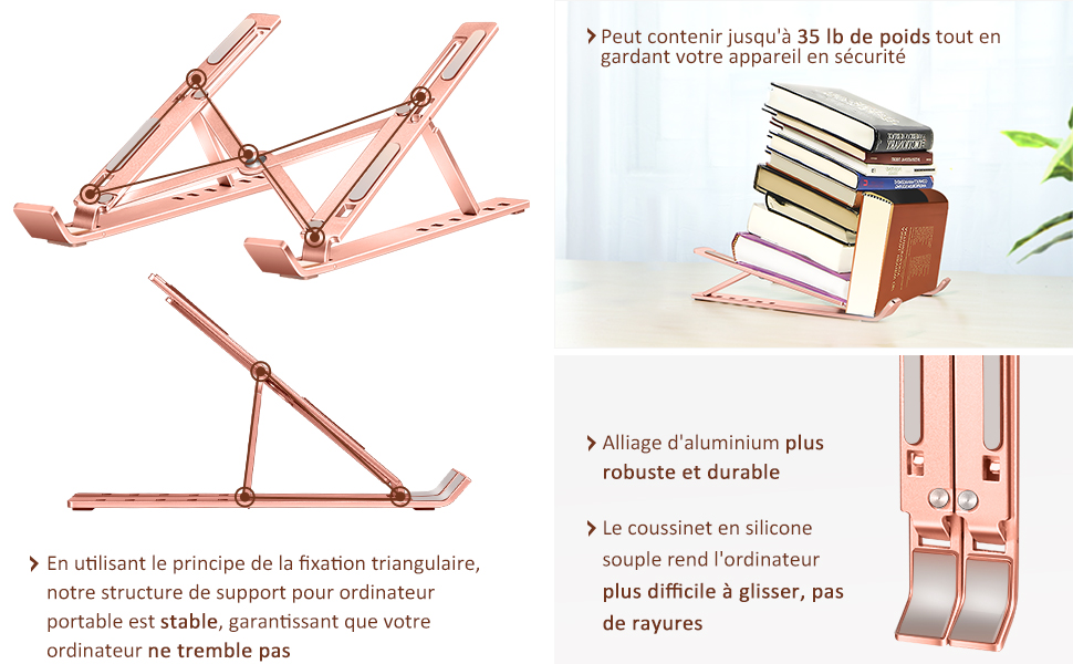 Підставка для ноутбука Ivoler, регульована по висоті (6 рівнів), алюмінієва, складна, портативна, з вентиляцією, сумісна з ноутбуками та планшетами 10-15.6