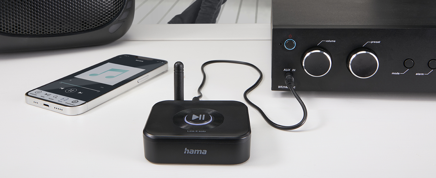 Bluetooth-адаптер Hama для стереосистем та колонок, приймач аудіосигналу для модернізації звукової системи