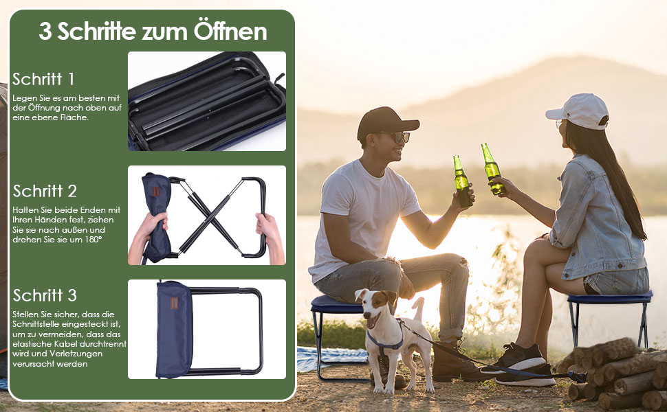 Складний туристичний стільчик MOONCY, 33x26.5x32 см, до 120 кг, для кемпінгу, риболовлі та відпочинку на природі (зелений/блакитний)