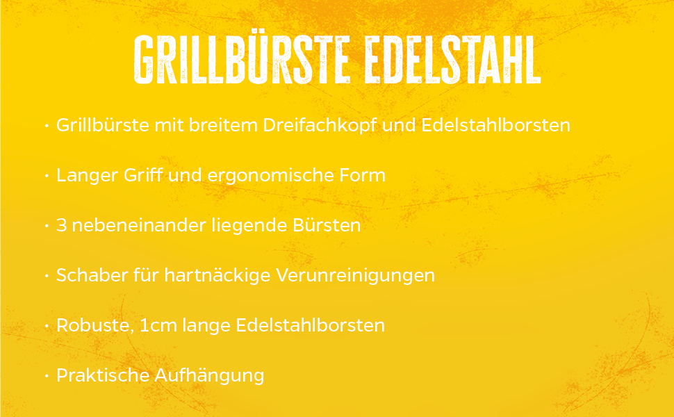 Grillfürst Преміум щітка для гриля з латунними щетинами, 45 см – щітка для очищення решітки гриля з широкою тристоронньою головкою та скребком, 2 шт. з нержавіючої сталі зі скребком