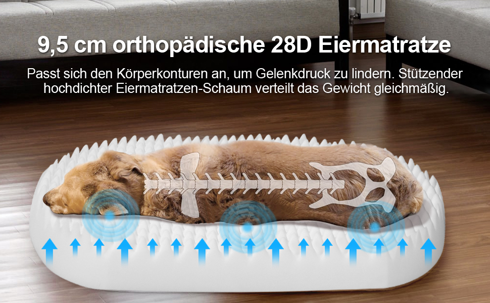 Gimars 9.5 inch Orthopedic Dog Bed for Extra Large Dogs, XL Dog Bed with Bolster & 28D Egg Crate Mattress, Waterproof Cover, Washable Plush Cover, Dog Sofa for Arthritic Dogs - Half Round