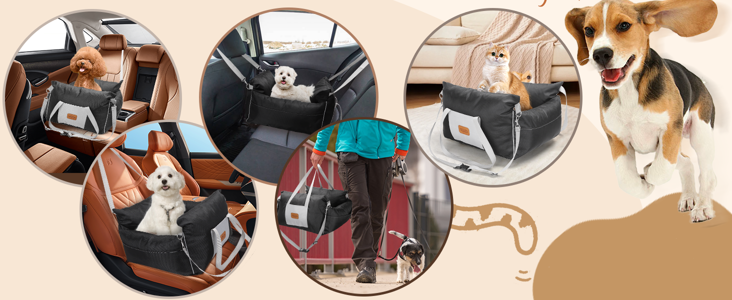 Автокрісло для собак Nobleza - зручне та практичне автоліжко для маленьких собак, 58x56x33 см, Oxford, всі сезони