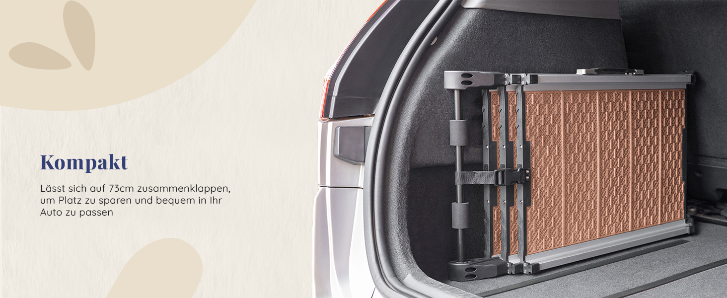 Рампа для собак у машину, складна, телескопічна, до 90 кг, для SUV та легкових автомобілів, з неслизьким покриттям, з кліпсою, з відбиваючими смугами