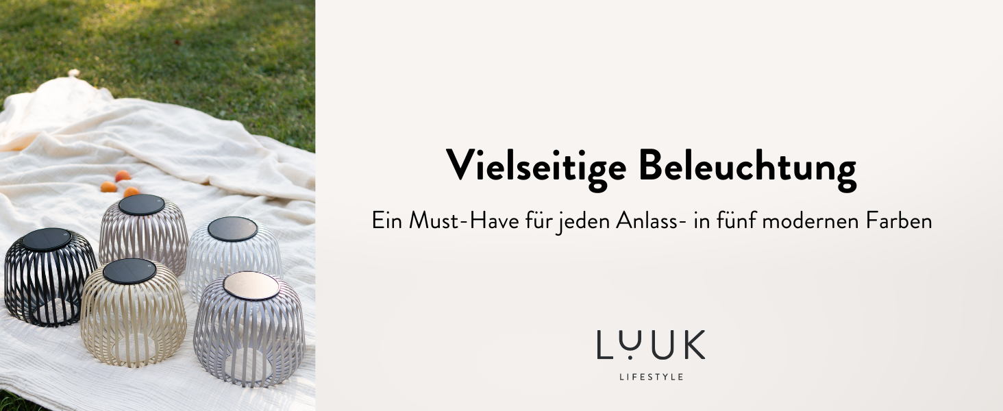 LUUK LIFESTYLE Бездротова сонячна LED-лампа для дому та вулиці, димірується, декоративний світильник із тіньовим ефектом для балкона й саду, сіра