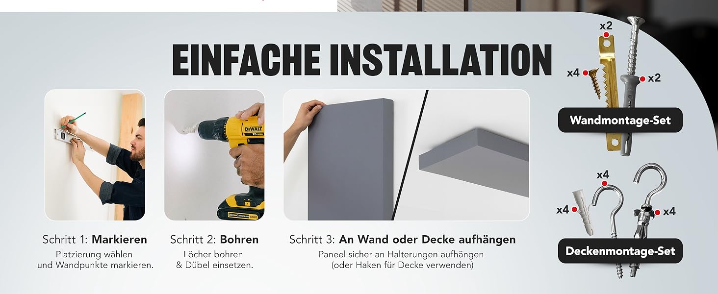 Акустична панель Addictive Sound Schallabsorber Wand Standard для стін та стелі, звукопоглинаюча панель класу A, світло-сіра, 100x50x11 см