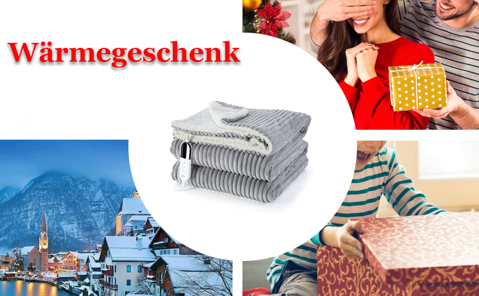 Електрична ковдра з підігрівом YDW 200x180 см з автовимкненням - тепла та затишна ковдра для ліжка, захист від перегріву, пральна, сіра