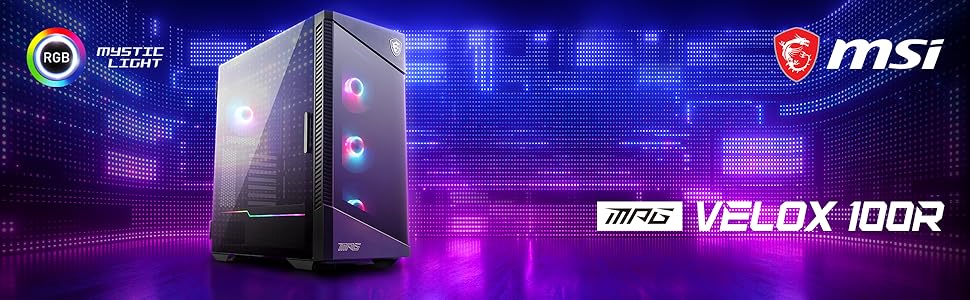 Корпус ПК MSI MPG Velox 100R Mid-Tower для E-ATX з кулькою з загартованого скла та оптимізованим повітряним потоком