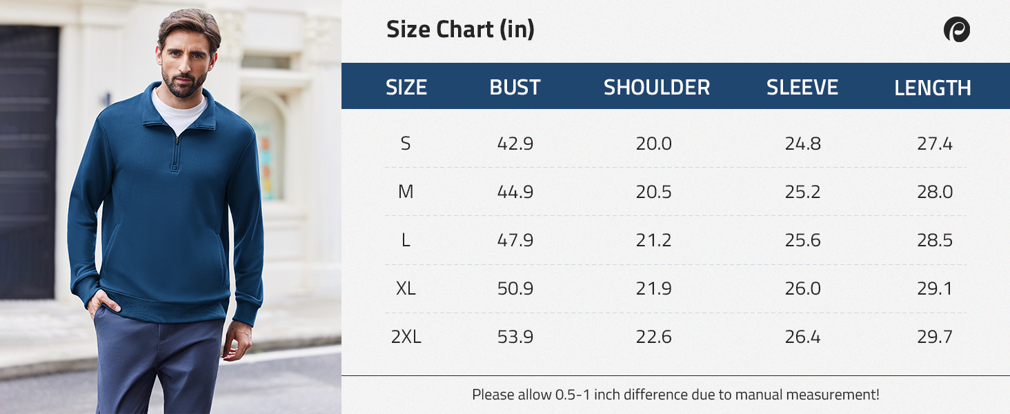 Світшот чоловічий PINSPARK з ¼ блискавкою, довгим рукавом, без капюшона, чорний, XL