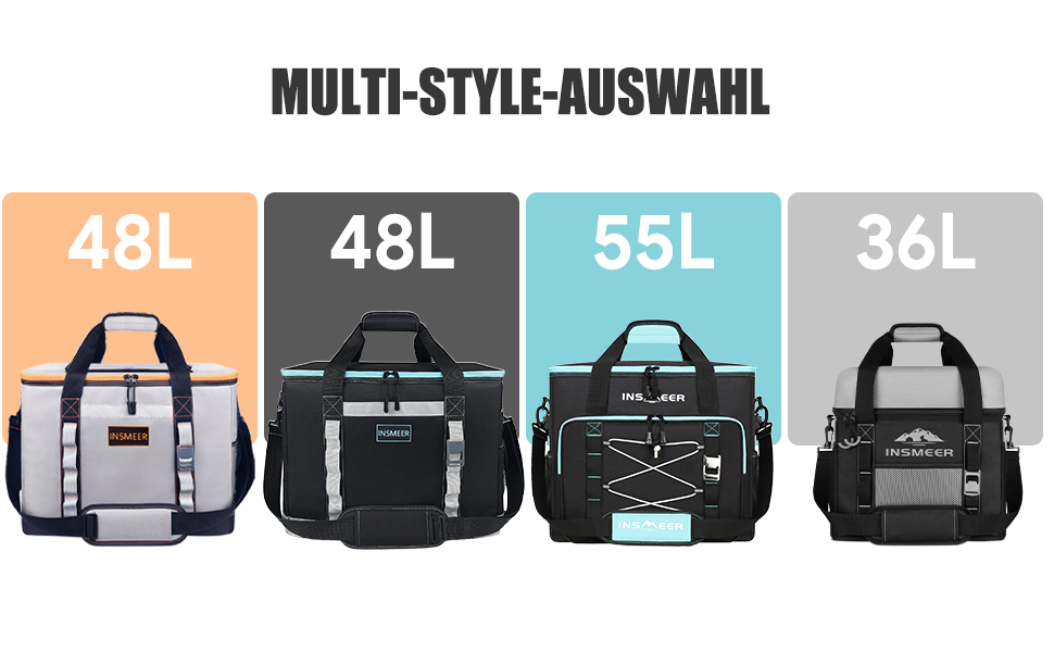 Сумка-холодильник INSMEER 48L для пікніків, кемпінгу та пляжу (сіра)