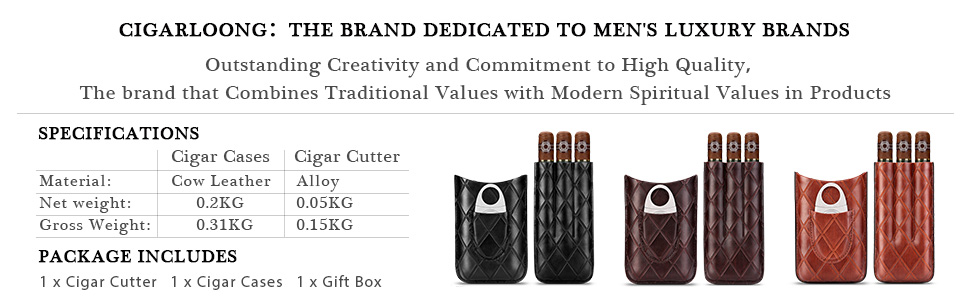 Вишуканий тютюнець CIGARLOONG: шкіряний футляр для сигар з 3 відділеннями та різаком з нержавіючої сталі (колір: коричневий)