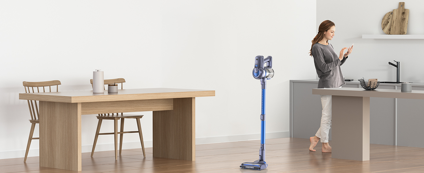 Greenote Бездротовий акумуляторний пилосос: 30 хв роботи, LED, насадка для щілин та м'яка щітка, паркування, для твердих поверхонь та шерсті тварин