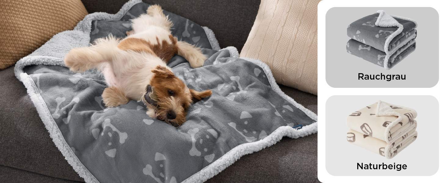 Водонепроникний коврик для собак BEDSURE великих порід - 127x102 см, миючий, з Sherpa Fleece, для захисту дивану, коврик для котів, сірий