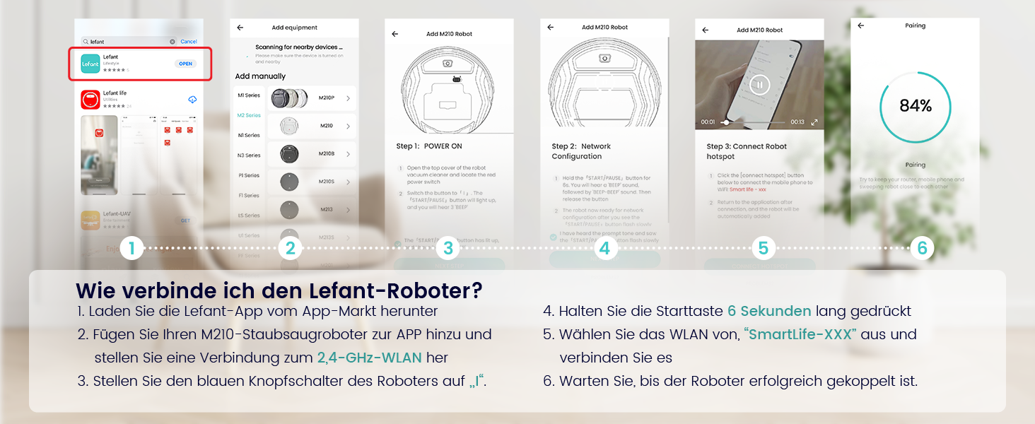 Робот-пилосос LEFANT M210P Champagnergrau: потужність 2200Pa, 120 хв роботи, Wi-Fi, для килимів, шерсті тварин та твердих підлог