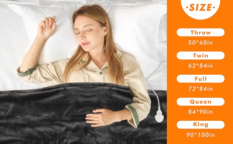Електрична ковдра Qieryun з автовимкненням, 180x200 см, 10 режимів нагріву, таймер, захист від перегріву, фланель, для дому та офісу, темно-сіра
