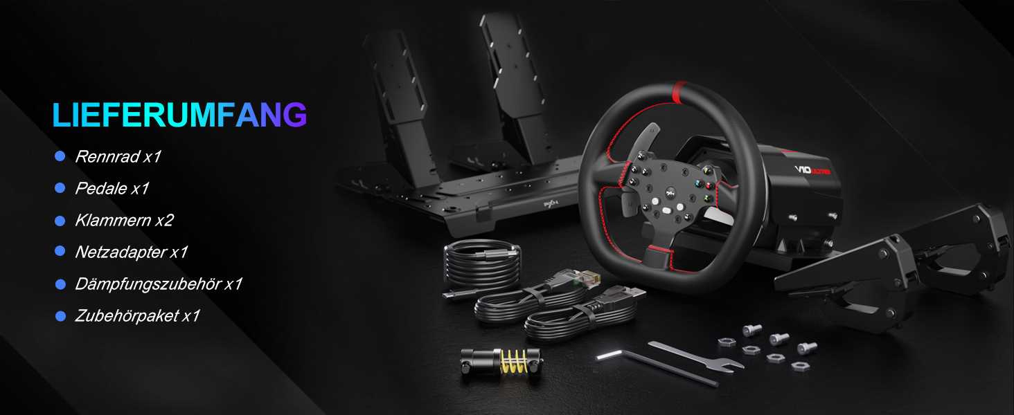 PXN V10 Ultra Gaming Руль для ПК, PS4, Xbox з Direct-Drive та педалями, 270°