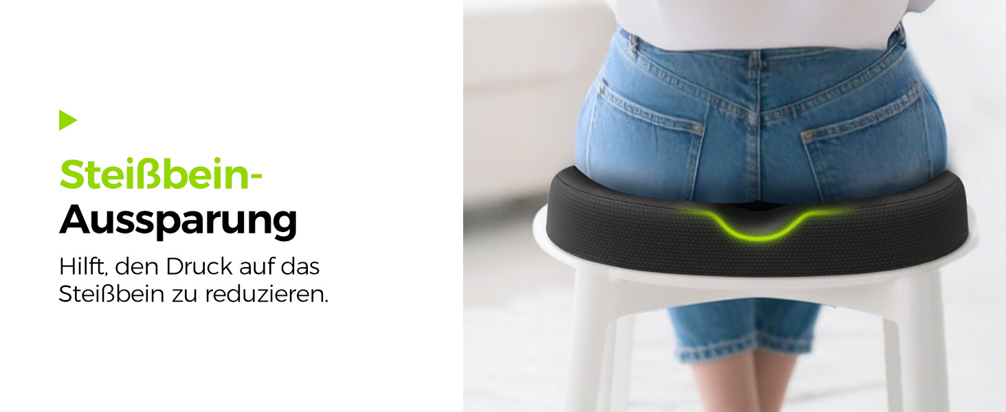 Ортопедична подушка для сидіння AUVON кругла з подвійною U-подібною формою та нахилом для полегшення навантаження на стегна, подушка для геморою, офісне крісло, автомобіль, сидіння, підвищує комфорт сидіння, покращує кровообіг, полегшує куприк