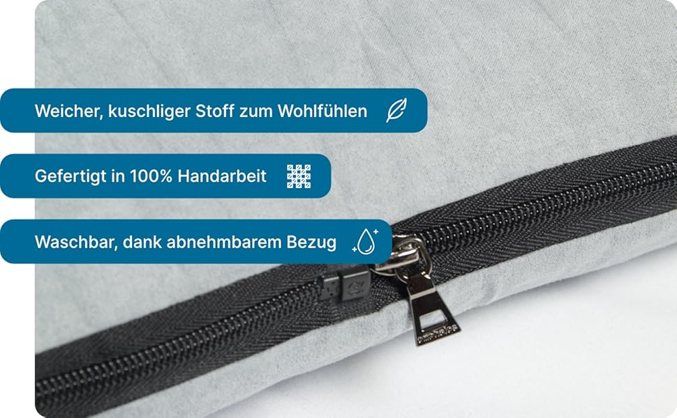 Килимок для собак XXL: м'який, миючий, знімний чохол | Килимок-подушка з зручним бортиком для великих собак | Сірий килимок 120 x 80 см