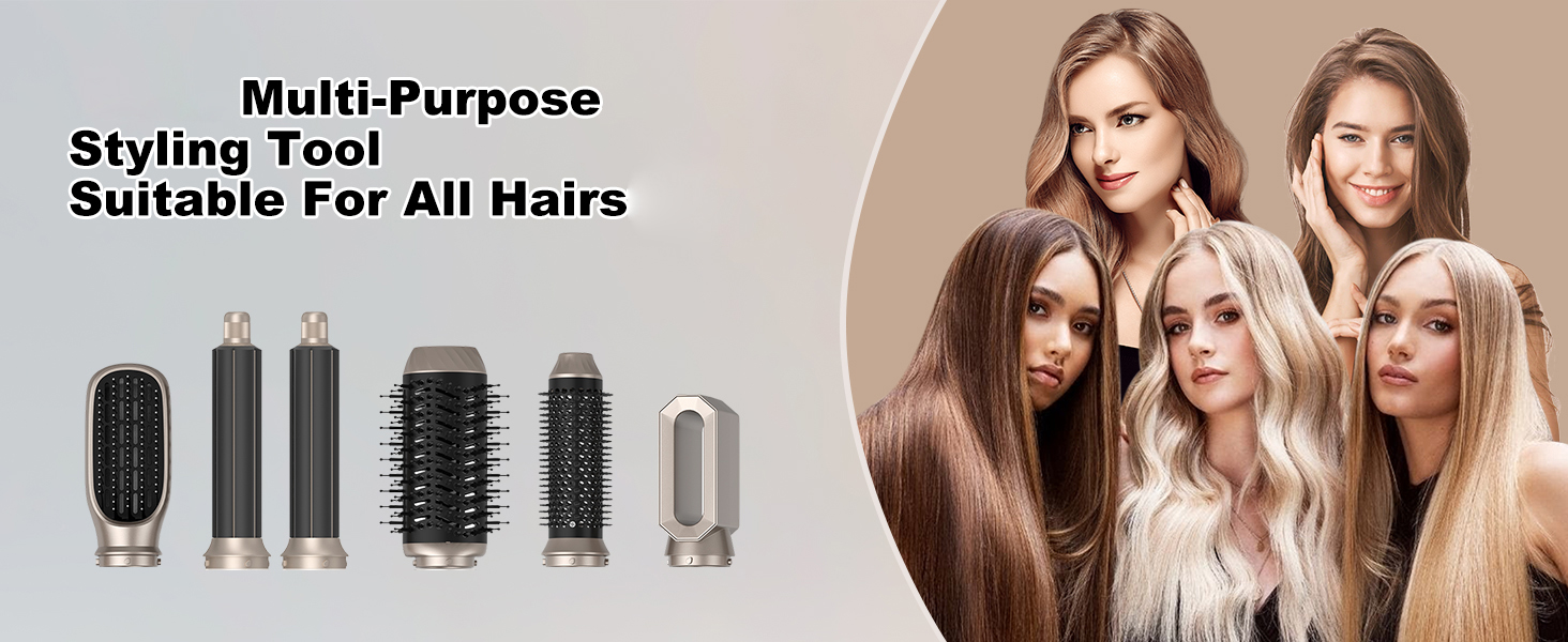 Набір для укладки волосся Souvik 6шт: щітка-фен, плойка, об'єм, сушка - срібло